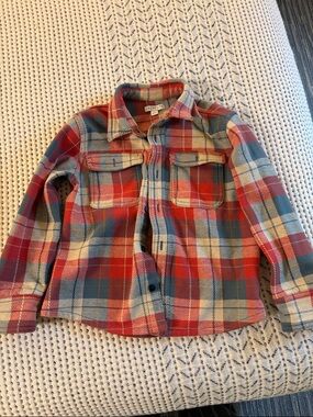 Children's Red Plaid Flannel Shirt Jacket - Size 4